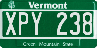 VT license plate XPY238