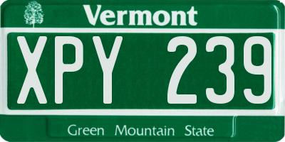 VT license plate XPY239