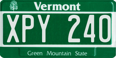 VT license plate XPY240