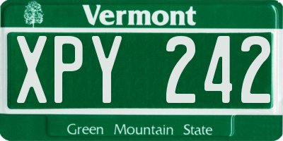 VT license plate XPY242