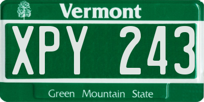 VT license plate XPY243