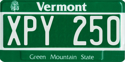 VT license plate XPY250