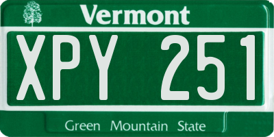 VT license plate XPY251