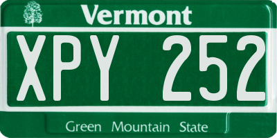 VT license plate XPY252