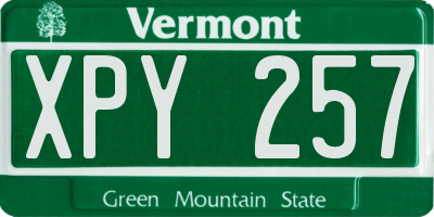 VT license plate XPY257