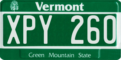 VT license plate XPY260