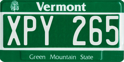 VT license plate XPY265
