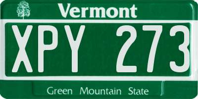 VT license plate XPY273