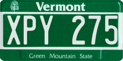 VT license plate XPY275