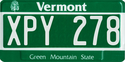 VT license plate XPY278