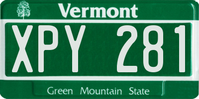 VT license plate XPY281
