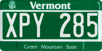 VT license plate XPY285