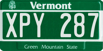 VT license plate XPY287