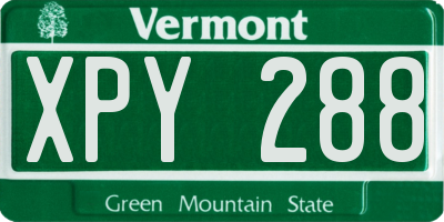 VT license plate XPY288