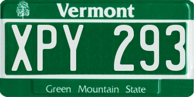 VT license plate XPY293