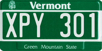 VT license plate XPY301