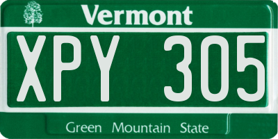 VT license plate XPY305