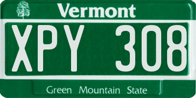 VT license plate XPY308