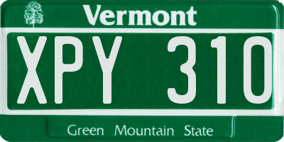 VT license plate XPY310