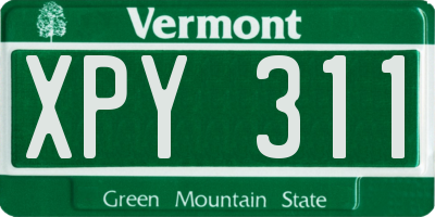 VT license plate XPY311