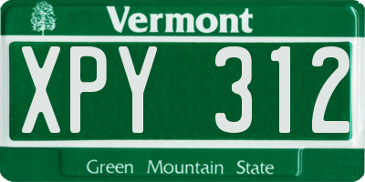 VT license plate XPY312