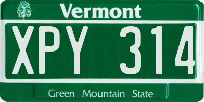 VT license plate XPY314