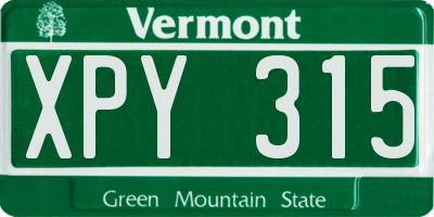 VT license plate XPY315
