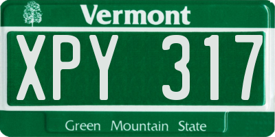 VT license plate XPY317