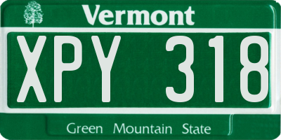VT license plate XPY318