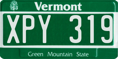 VT license plate XPY319