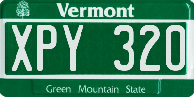 VT license plate XPY320