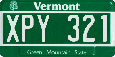 VT license plate XPY321