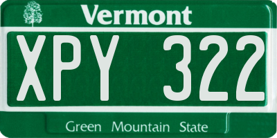 VT license plate XPY322