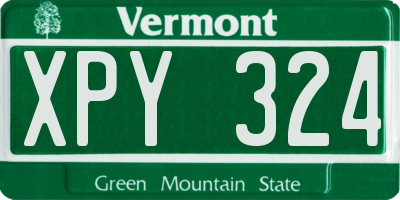 VT license plate XPY324