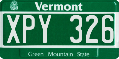VT license plate XPY326