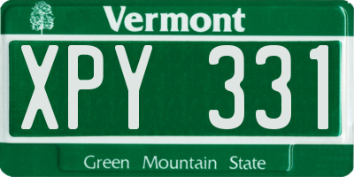 VT license plate XPY331