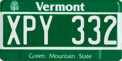 VT license plate XPY332