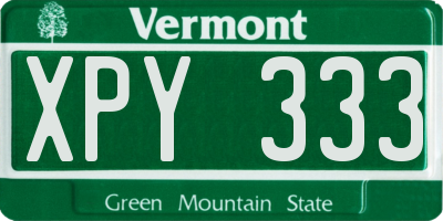 VT license plate XPY333