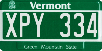VT license plate XPY334