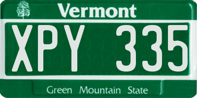 VT license plate XPY335