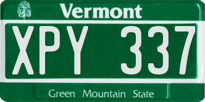 VT license plate XPY337