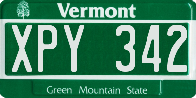 VT license plate XPY342