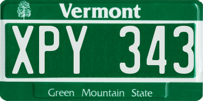 VT license plate XPY343