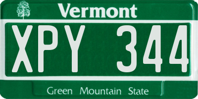VT license plate XPY344