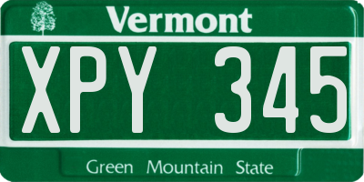 VT license plate XPY345