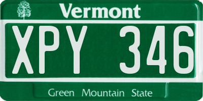 VT license plate XPY346