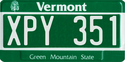 VT license plate XPY351