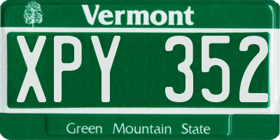 VT license plate XPY352