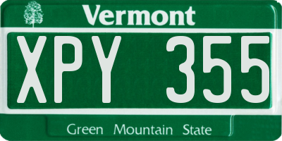 VT license plate XPY355