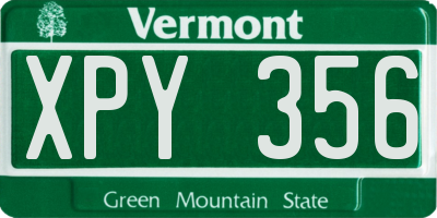 VT license plate XPY356